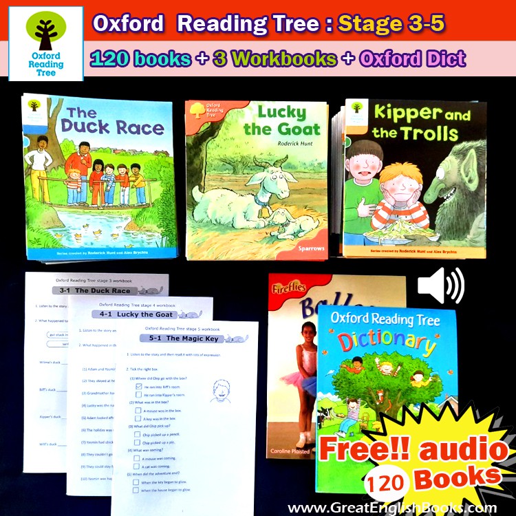 พร้อมส่ง ส่งฟรี ปกมัน  Oxford Reading Tree stage 3 - 5  จำนวน 120 Books 3 Workbooks ฟรีไฟล์เสียงอ่าน ฟรี Dictionary