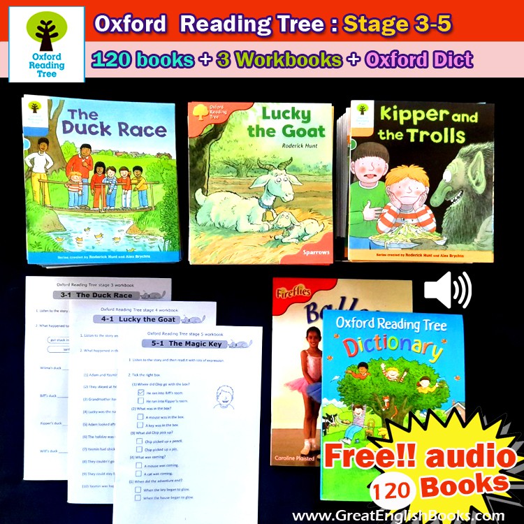 พร้อมส่ง ส่งฟรี ปกมัน  Oxford Reading Tree stage 3 - 5  จำนวน 120 Books 3 Workbooks ฟรีไฟล์เสียงอ่าน
