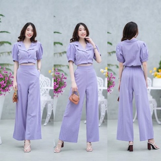 hbstation.shop เสื้อผ้าผู้หญิง ชุด Set 2 ชิ้น  สีม่วง พร้อมส่ง