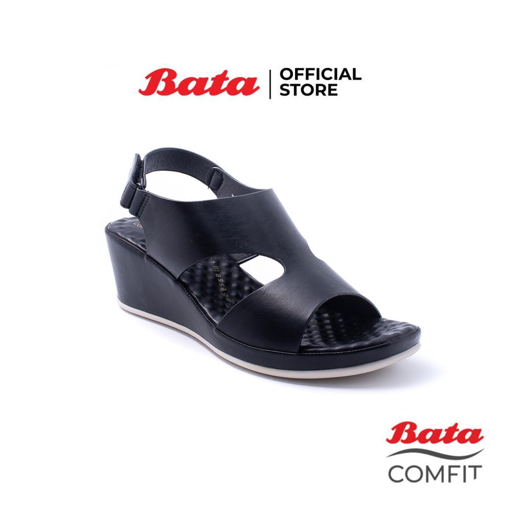 Bata Comfit บาจา คอมฟิต รองเท้าเพื่อสุขภาพ รองเท้าแพลตฟอร์ม รัดส้น ปรับสายได้ รุ่น Capriy สีดำ 7616367