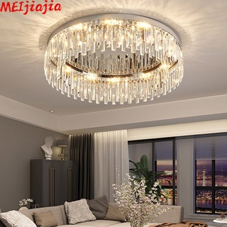 Meijiajia โคมไฟเพดาน LED คริสตัล 3 สี หรูหรา สไตล์โมเดิร์น ไฮเอนด์ เรียบง่าย สําหรับตกแต่งเพดาน ห้องนอน ห้องนั่งเล่น