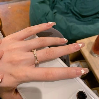 แหวนเปิด Zircon ที่ละเอียดอ่อน แฟชั่นไมโครแทรก Zircon Ring แหวนนิ้วชี้ Double Layer ที่ละเอียดอ่อนสำหรับผู้หญิง