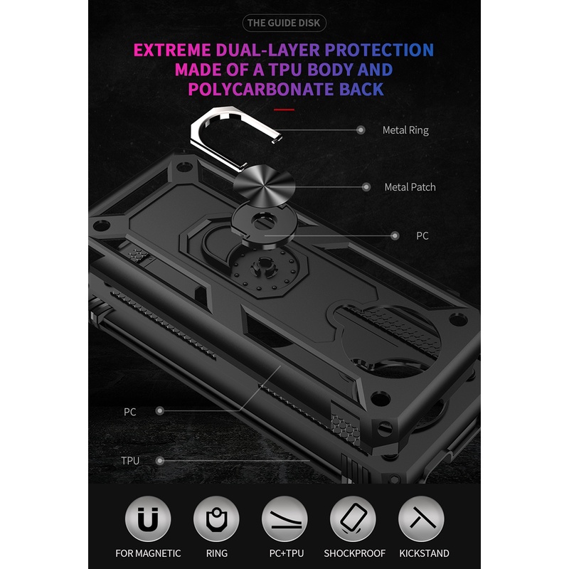 สําหรับ Xiaomi Poco F2 Pro กันกระแทกเกราะทหารกรณี 360° ที่วางแหวน ที่วางโทรศัพท์แบบขาตั้ง - รูปที่ 4