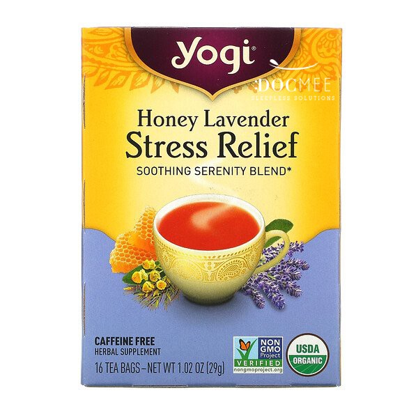 Docmee l Yogi Tea, Stress Relief, (Exp.05/26) Honey Lavender, Caffeine Free ชาโยคี ผ่อนคลายความเครียด ปราศจากคาเฟอีน
