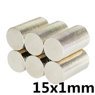 10ชิ้น แม่เหล็กแรงสูง 15X1มิล Magnet Neodymium 15*1มิล แม่เหล็ก กลมแบน ขนาด 15x1mm แม่เหล็ก แรงดูดสูง 15*1mm