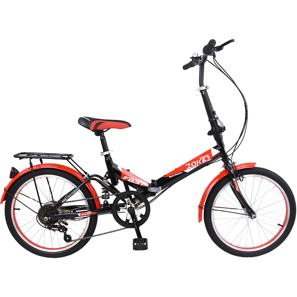 K-BIKE MAXX จักรยานพับได้ FOLDING BIKE 20 นิ้ว 6 Speed รุ่น 20K62 All New (ดำ/แดง)