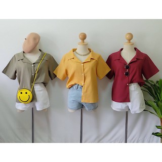 NEW เชิ้ตสีพื้น เสื้อเชิ้ตวินเทจ (เช็คของก่อนสั่ง)