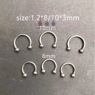 Internally Threaded Horseshoe ring  จิวหูสแตนเลส จิวคิ้ว จิวจมูก จิวปาก เกลียวใน จิวเกือกม้า (ราคาต่อ1ชิ้น)