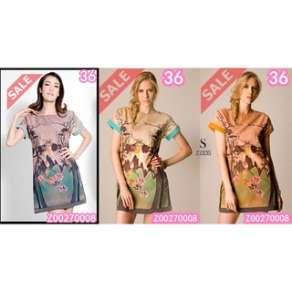 SaLe++ (อก36) Z00270008 Zazins Dressผ้าหางกระรอก คอปาด พิมพ์ลายด้านหน้า+ด้านหลัง มีกระเป๋ากระโปรง Lovely-Catty