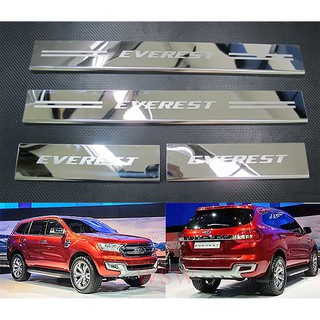 (4ชิ้น) ชายบันได รถยนต์ ฟอร์ด เอเวอเรสต์ 2015 - 2020 ชายบันไดประตู สแตนเลส Ford Everest SUV กันรอย สคัพเพลท ราคาถูก