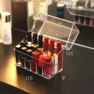 SALE กล่องใส่ลิปสติกมีฝาปิด 18ช่อง กล่องใส่เครื่องสำอาง ที่เก็บลิปสติก กันฝุ่น กล่องเก็บเครื่องสำอาง