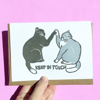 การ์ดอวยพร ให้กำลังใจ น่ารัก พร้อมซอง ลายแมว รุ่น Keep in touch แบรนด์ Chonky Goods Cat Miss You Friendship Card