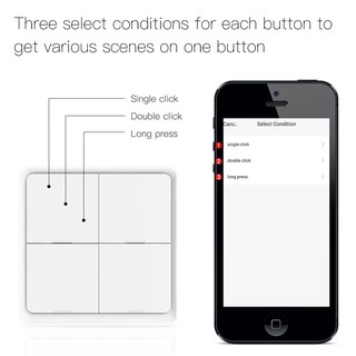 Tuya Zigbee Wireless Scene Switch รุ่น ZSS แป้นสวิตช์เปิดปิดไฟ ปุ่ม Scene ไร้สาย แบบใช้ถ่าน สำหรับสั่งงาน Scene