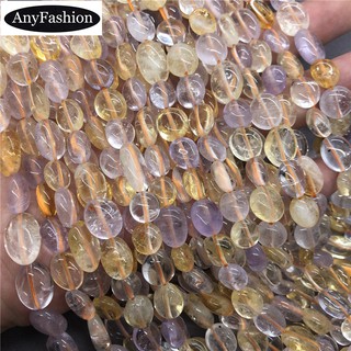 Ametrine Quartz Crystal Beads ควอตซ์คริสตัลลูกปัดหินหลวมธรรมชาติกึ่งมีค่าผิดปกติ