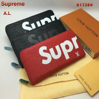 Supreme กระเป๋าสตางใบยาว ซิบรอบ หนังสวยมากๆค่ะ ไม่เเตกไม่ลอก เหมือยเเท้เป๊ะ