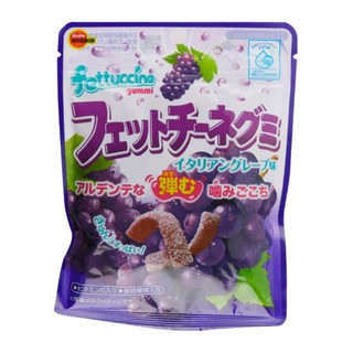 เจลลี่เส้นยาวเฟตตูชินี่ รสองุ่น Bourbon Fettucine Gummi Italian Grape Aji 50g.