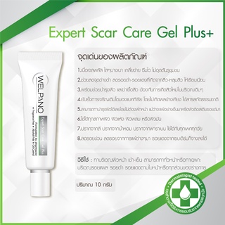 Welpano Expert Scar Care Gel Plus 10g เอ็กซ์เพิร์ท สการ์ แคร์ เจล พลัส 10 กรัม 1 หลอด