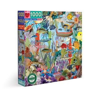 eeBoo Gems and Fish 1,000 Pc Sq Puzzle - จิ๊กซอว์รูปปะการังและปลาใต้ท้องทะเลแบบ 1,000 ชิ้น