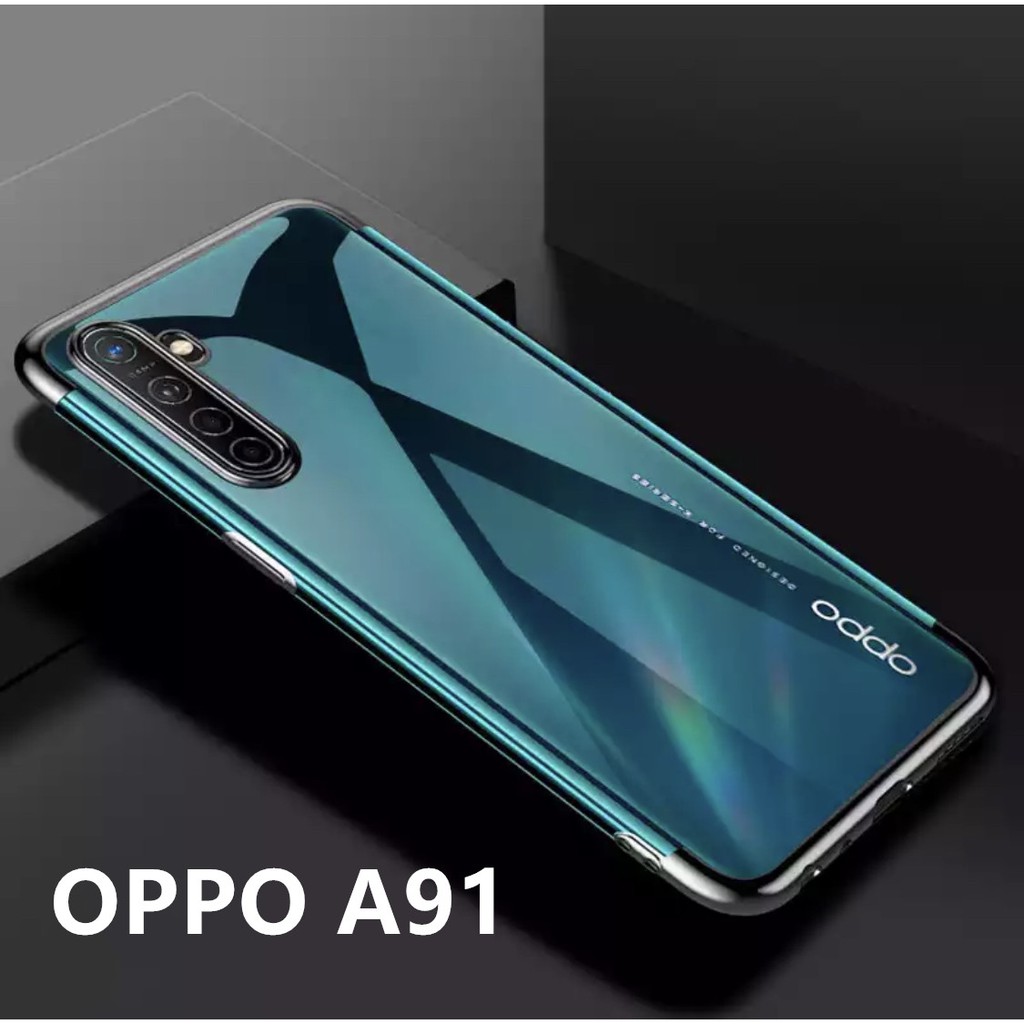 Case OPPO A91 เคสนิ่มขอบสีหลังใส กันกระแทก สวยและบาง TPU CASE พร้อมส่ง ส่งจากไทย