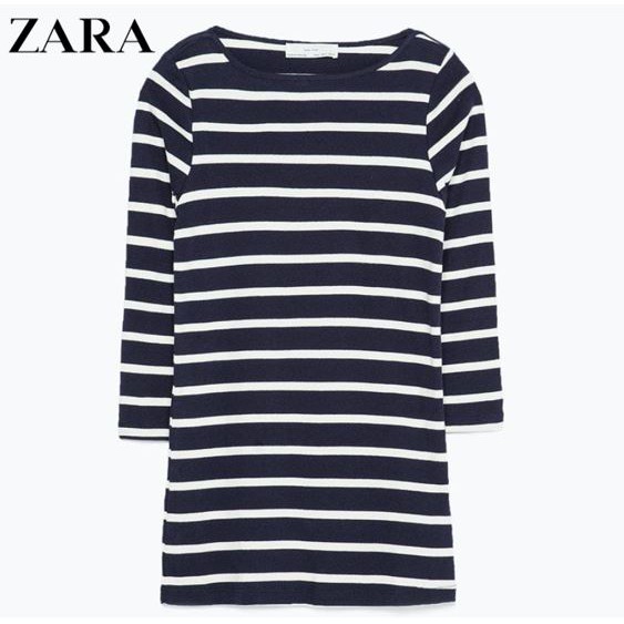 เสื้อยืดมือสอง Zara Basic Organic Cotton Stripe T-Shirt ลายทางแขนยาว ไซส์ L