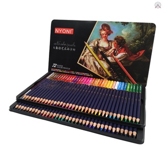 [JOFT] Nyoni ชุดดินสอสีน้ํามืออาชีพ 12/24/36/48/72/100 สี ดินสอสีที่ละลายน้ําได้ พร้อมแปรง และกล่องโลหะ อุปกรณ์ศิลปะ สําหรับเด็ก นักเรียน ศิลปิน