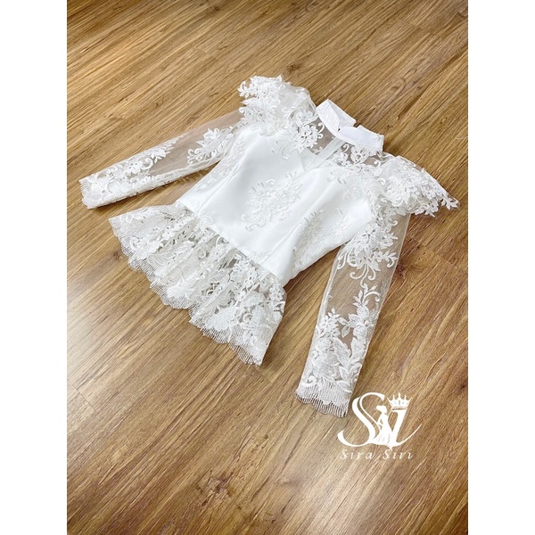 เสื้อลูกไม้ ร.5 สีขาวแขนยาว ใส่ทำบุญ ไปวัด สวยงาม