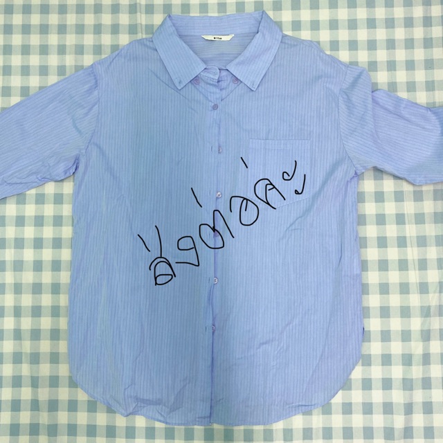 🍬 ส่งต่อค่ะ used like new 🍬 oversize shirt - blue stripe