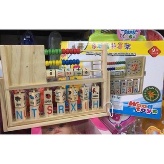 Wood Toys ของเล่นไม้ ตัวabc ตัวเลข บวกลบเลข บล็อกไม้นาฬิกา บล็อกไม้ บล็อกไม้ของเล่นเด็ก