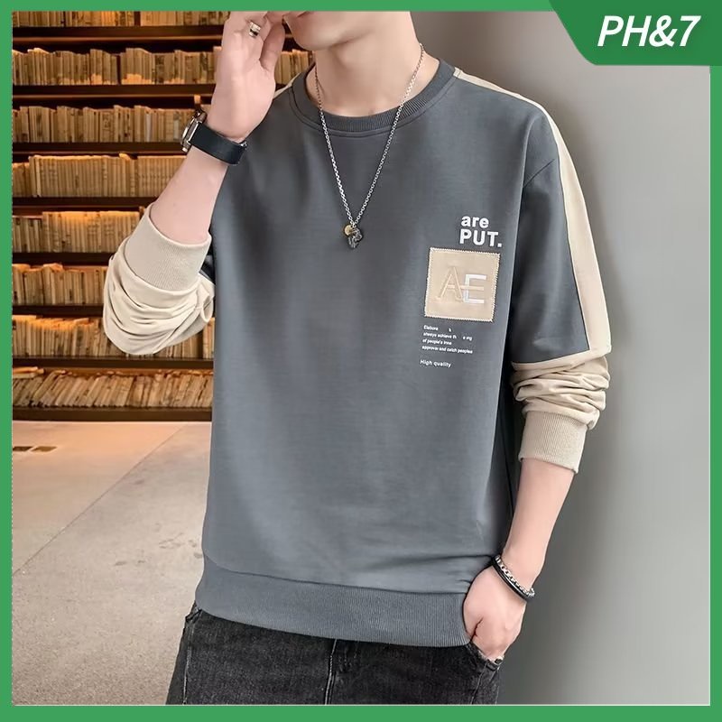 เสื้อยืดแขนยาว ทรงหลวม สไตล์เกาหลี แฟชั่นสําหรับผู้ชาย 2022