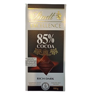 Lindt Excellence Dark 85% Cocoa Rich Dark Chocolate 100 g.ลินด์ เอ็กซ์เซลเลนซ์ ดาร์ก 85% โกโก้ ดาร์กช็อคโกแลต สูตรโกโก้