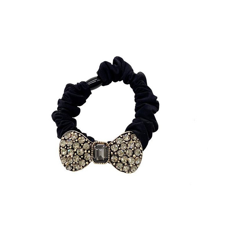 Bowknot Crystal Full Rhinestone Hair Band แหวนลําไส้ฝรั่งเศส - รูปที่ 2