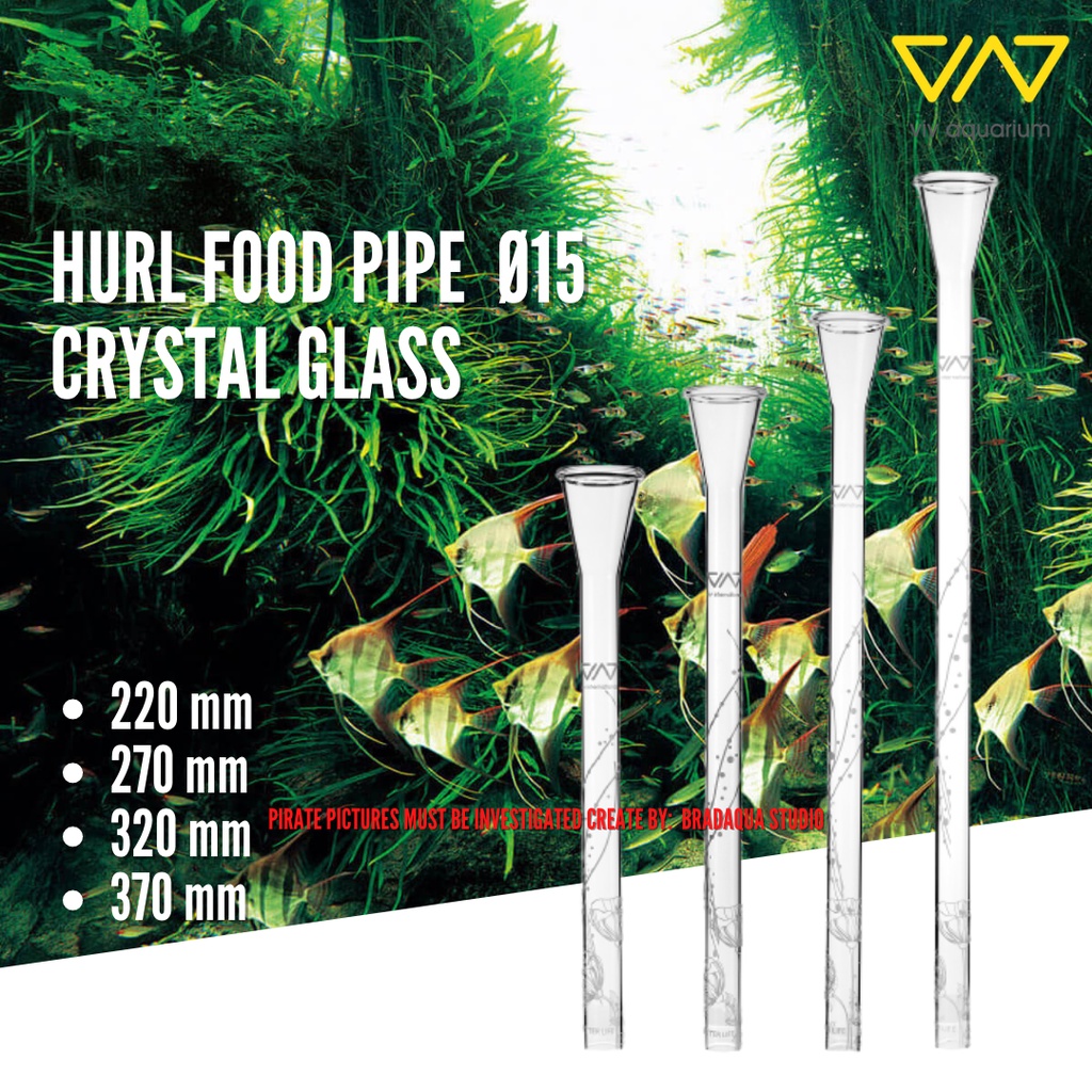 VIV Crystal Glass Hurl Food Pipe Ø15 220mm/ 270mm/ 320mm/ 370mm