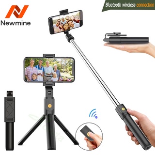 Newmine 3 In 1ไร้สายเซลฟี่่บลูทูธ Stick Mini ขาตั้งกล้องโมโนพอดขยายได้พร้อมรีโมทคอนโทรลสำหรับ iPhone IOS Android