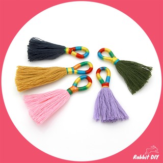 พู่ไหม พู่ด้าย ห่วงพันด้วยด้ายหลายสี ขนาด 5-7 ซม. (แพ็ก 4 ชิ้น)