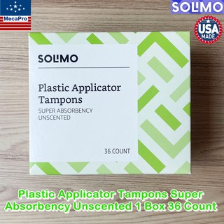 Solimo Plastic Applicator Tampons Super Absorbency Unscented 1 Box 36 Count ผ้าอนามัยแบบสอด โซลิโม 1 กล่อง 36 ชิ้น