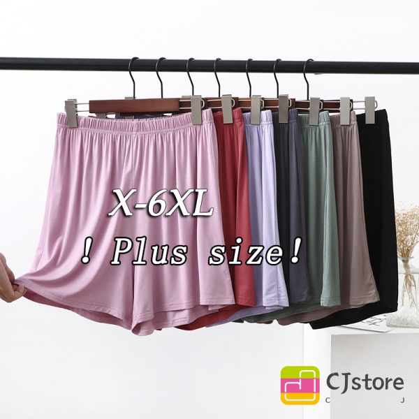 Xl-6xl พลัสไซส์ กางเกงขาสั้น Modal ผู้หญิงฤดูร้อนหลวมบางกางเกงขากว้างเอวสูงREADY STOCK