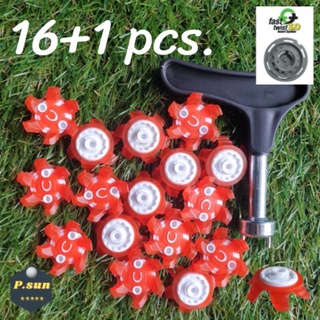 ปุ่มรองเท้ากอล์ฟ 16 pcs+ตัวไข. Spikes golf cleats แบบรุ่น  Fast twist 3.0 &amp; tour lock system &amp; wrench remove tool