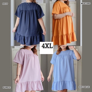 U7 4B N4F BASIC DRESS XXXXL MIDI DRESS BIGSIZE DRESS MIDI BASIC เสื้อแขนสั้น กระโปรงจัมโบ้ 4XL แขนสั้น XL4 เสื้อผ้าลําลอง