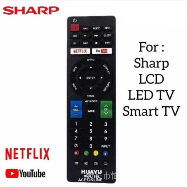 เปลี่ยนรีโมทคอนโทรลสําหรับ Sharp TV LED/LCD/3D/สมาร์ททีวี/Netflix RM-L1346 (gb234wjsa) bg289wjsa gb2