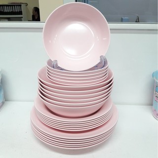 ซุปเปอร์แวร์ ชุด 24 ชิ้น สีพื้นทรงกลมสีโอลด์โรส