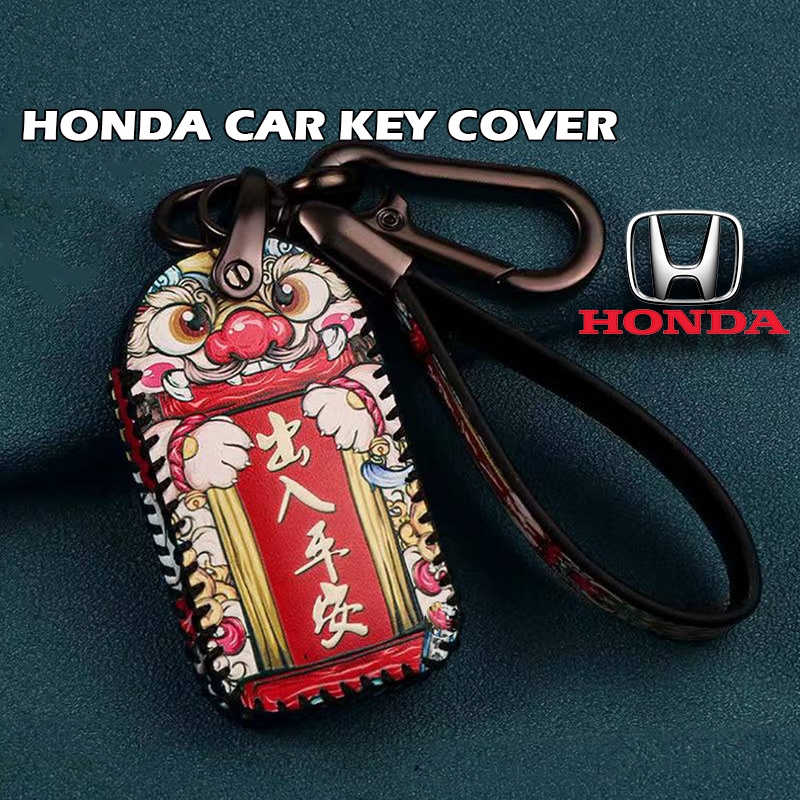 เคสรีโมตกุญแจรถยนต์ แบบหนัง สำหรับ Honda City HRV BRV JAZZ CRV ACCORD CIVIC ของแต่งรถยนต์  พวงกุญแจ