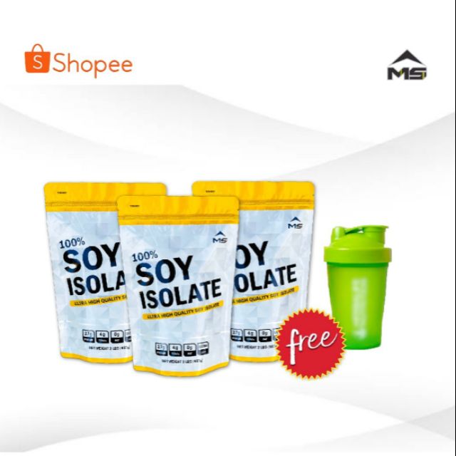 เวย์ ซอยโปรตีน MS SOY ISOLATE แพ็ก×3 (6LBS) ฟรีแก้วเชก(คละสี) โปรตีนถั่วเหลือง แพ้WHEYนมวัวทานได้ คุมหิว