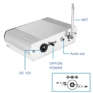 กล่องอลูมิเนียม DIY พร้อมเสาอากาศ FM ภายนอก,สำหรับ บอร์ดถอดรหัสเสียงบลูทูธ MP3 (ไม่มีบอร์ดถอดรหัส)