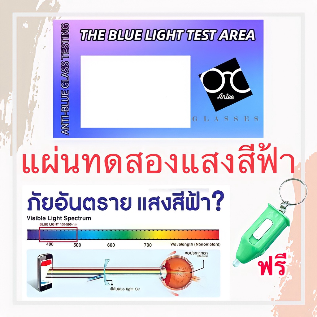 แผ่นทดสอบการกรองแสงสีฟ้าของเลนส์ ชุดทดสอบเลนส์กรองแสง เลนส์กรองแสงสีฟ้า Testblue