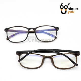 UniqueYou แว่นสายตาสั้น กรอบแว่นสายตา พร้อมเลนส์สายตา 6801brown