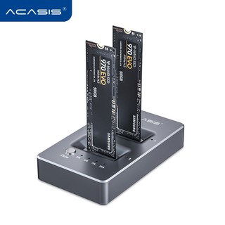 Acasis Dual Bay M . 2 Nvme Ssd Enclosure พร้อมฟังก์ชั่นสาย Usb - C 3 . 1 Gen2 10 Gbps Ssd สีพื้น State Drive