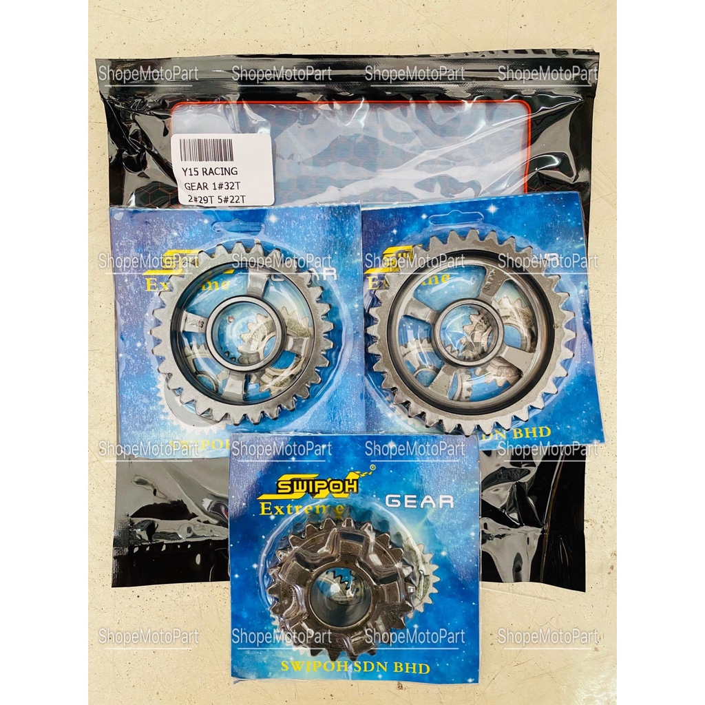 SWIPOH Y15ZR Y15Z Y15 RACING 1 32T 32 , 2 29T 29 , 5 22T 22 กล่องเกียร์ GEARBOX 3 ชุด 22T