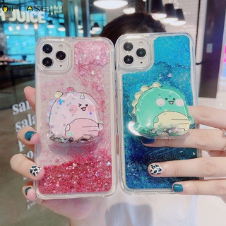 OPPO Realme 6 X2 XT X 2 Pro U1 C1 Phone Case Quicksand Liquid Dinosaur Holder Stand Bracket Glitter Bling Cartoon Cute Clear Transparent Soft Case Cover