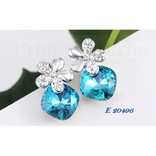 ต่างหูทรงกลม สีฟ้า Swarovski Crystal  รุ่น20495