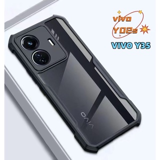 เคสโทรศัพท์มือถือ PC TPU อะคริลิคใส กันกระแทก สําหรับ VIVO Y35 Y02S Y 35 02S VIVOY02S